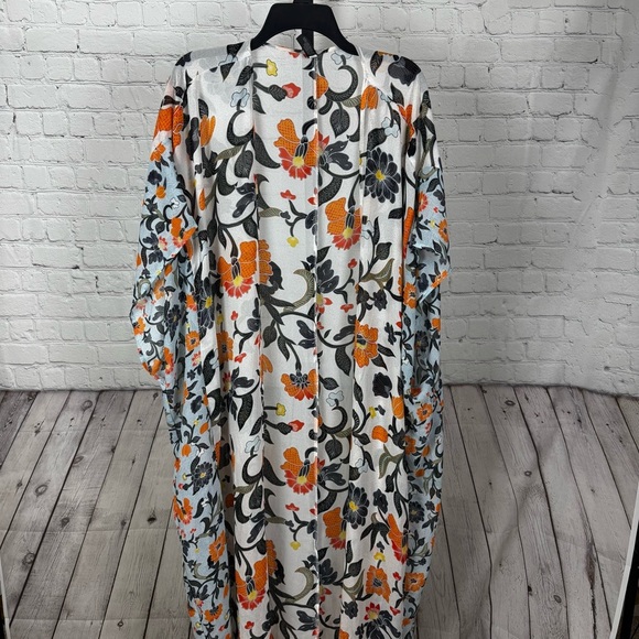 Lane Bryant Semi Sheer Long Floral Chiffon Duster Jacket Top O/S - Picture 1 of 7